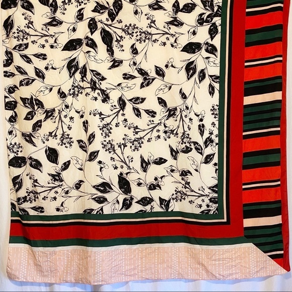 Silky Guccisma Print Red Green Stripe Floral scarf - Picture 1 of 5